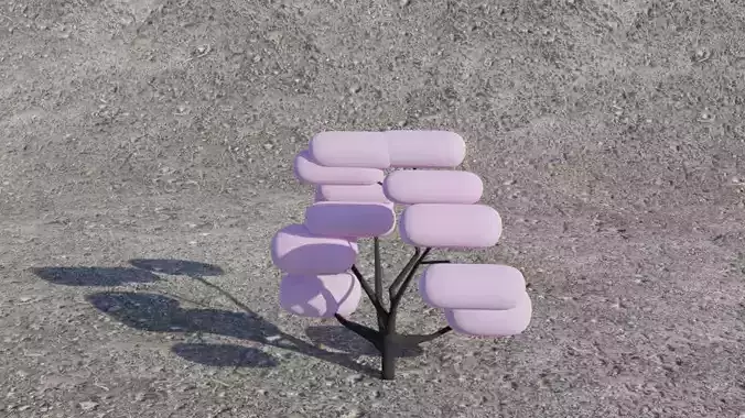 Sci-Fi Fantasy Low-Poly Game-Ready Sakura Tree Low-poly 3D model