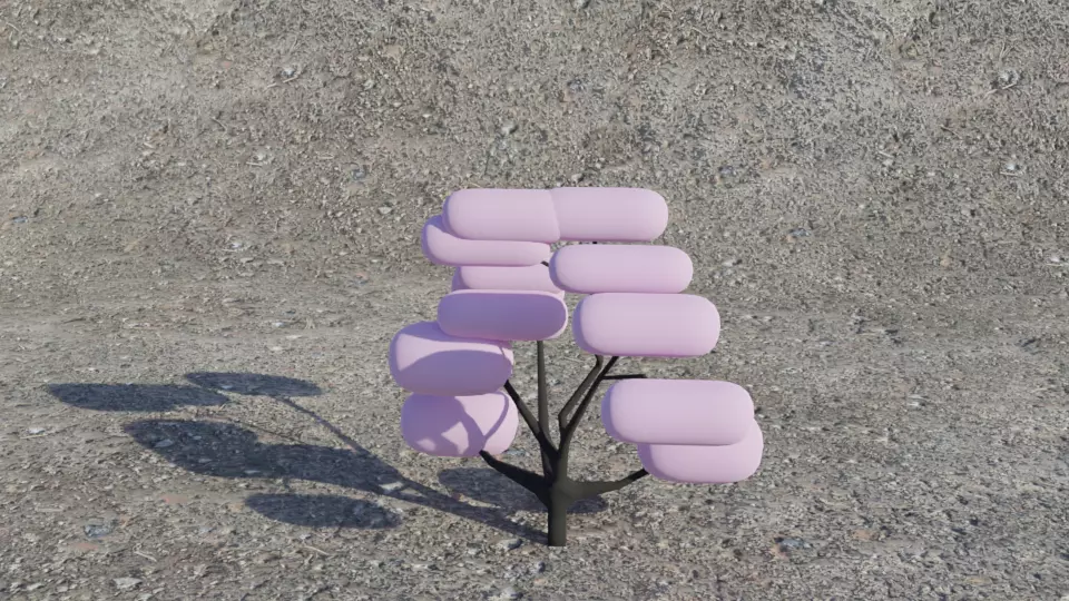 Sci-Fi Fantasy Low-Poly Game-Ready Sakura Tree Low-poly 3D model_0
