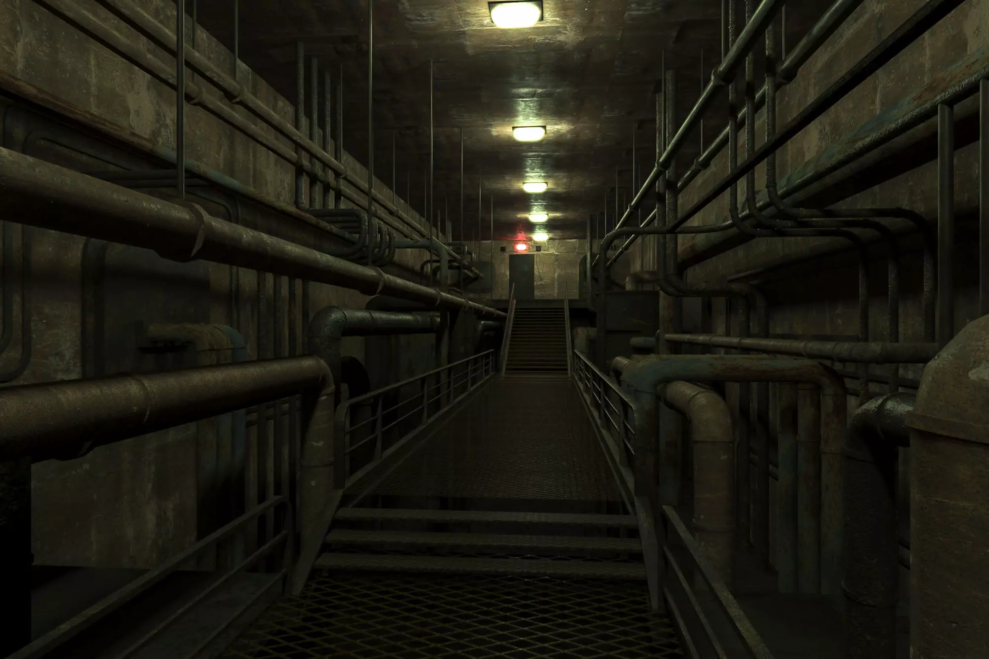 lowpoly rusty plumbing basement with pipes Low-poly 3D model_0