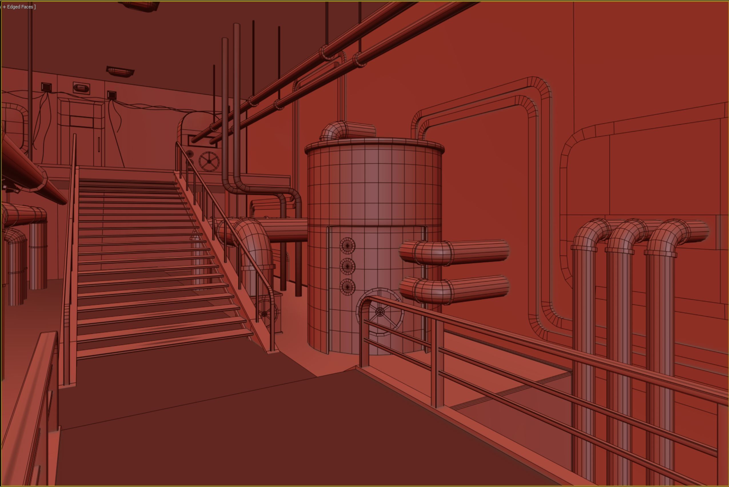 lowpoly rusty plumbing basement with pipes Low-poly 3D model_12