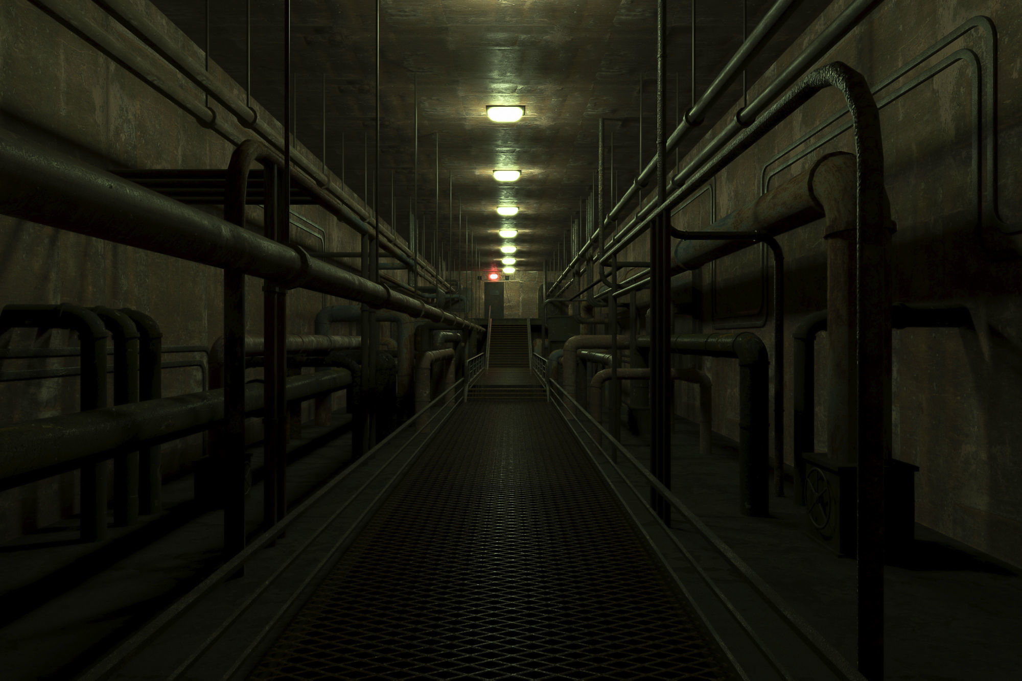 lowpoly rusty plumbing basement with pipes Low-poly 3D model_1
