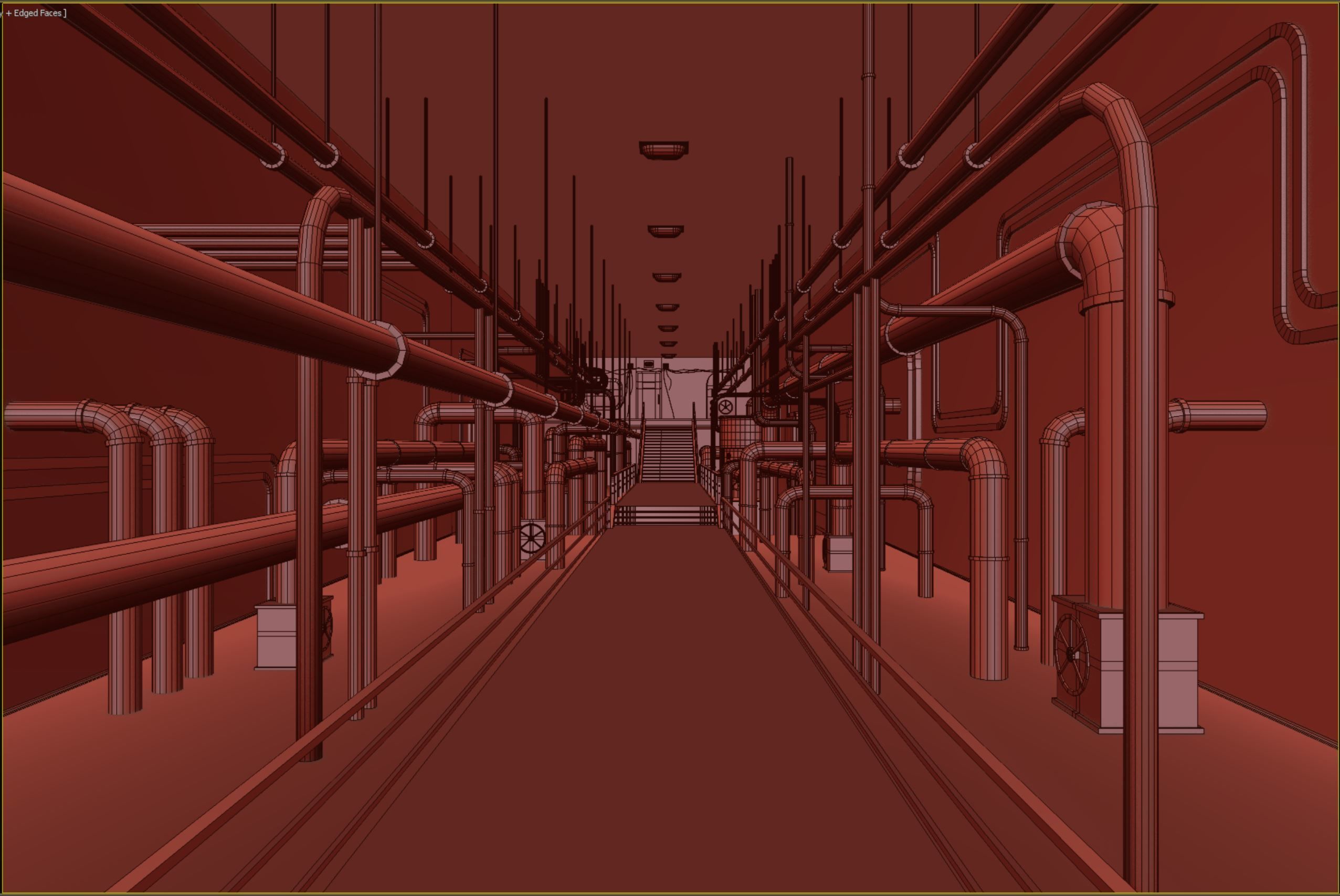 lowpoly rusty plumbing basement with pipes Low-poly 3D model_9