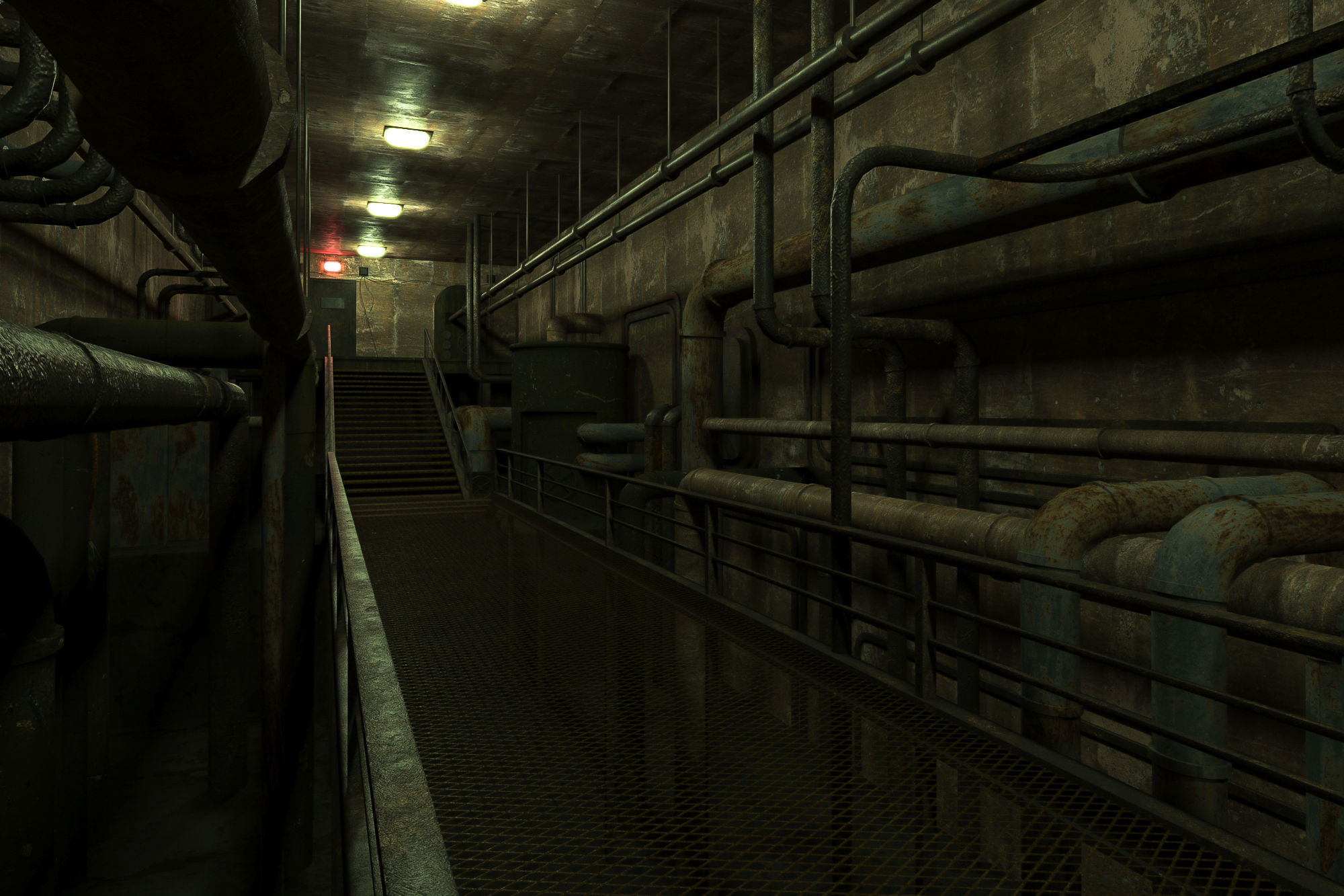 lowpoly rusty plumbing basement with pipes Low-poly 3D model_2