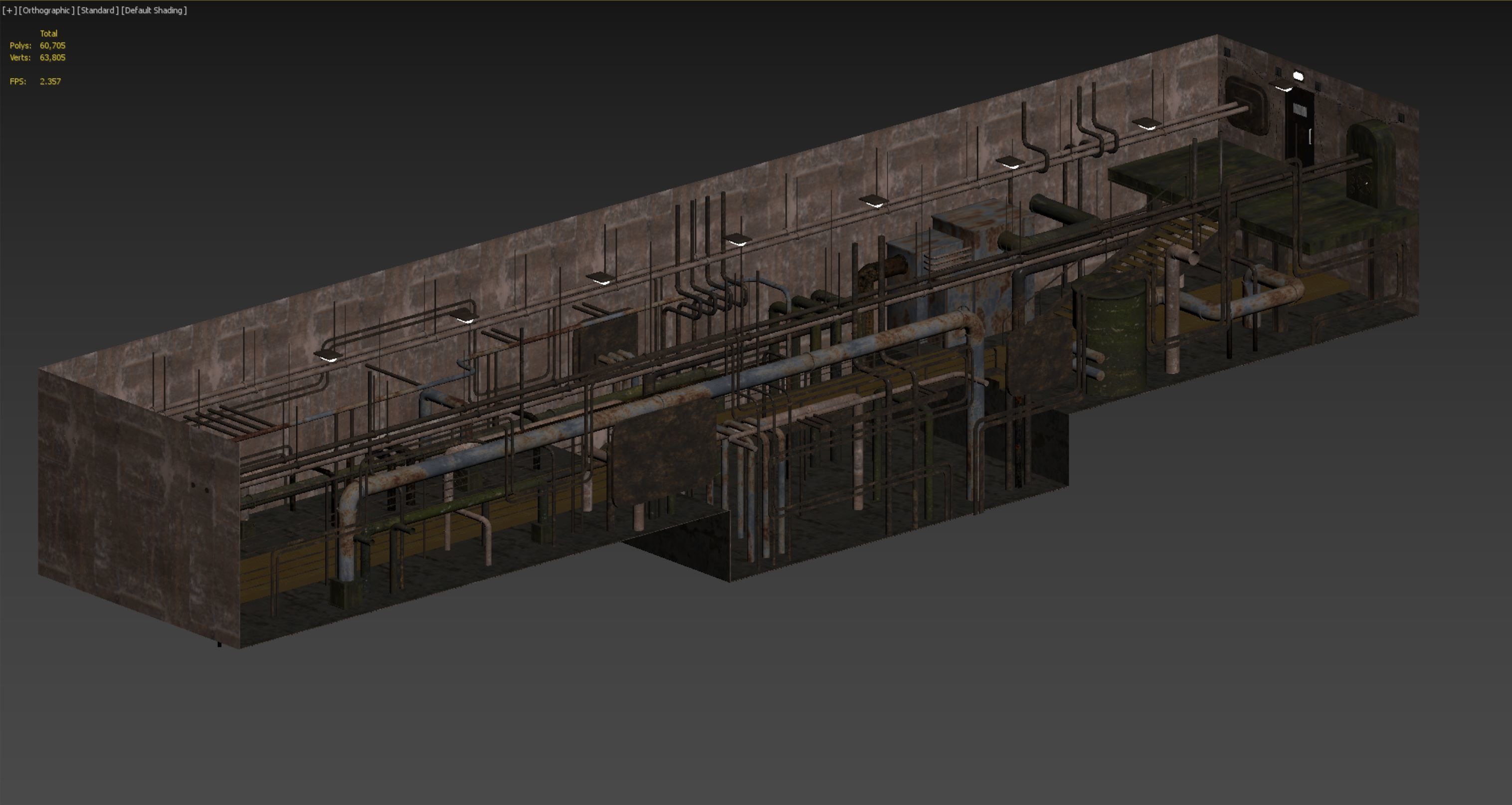 lowpoly rusty plumbing basement with pipes Low-poly 3D model_13