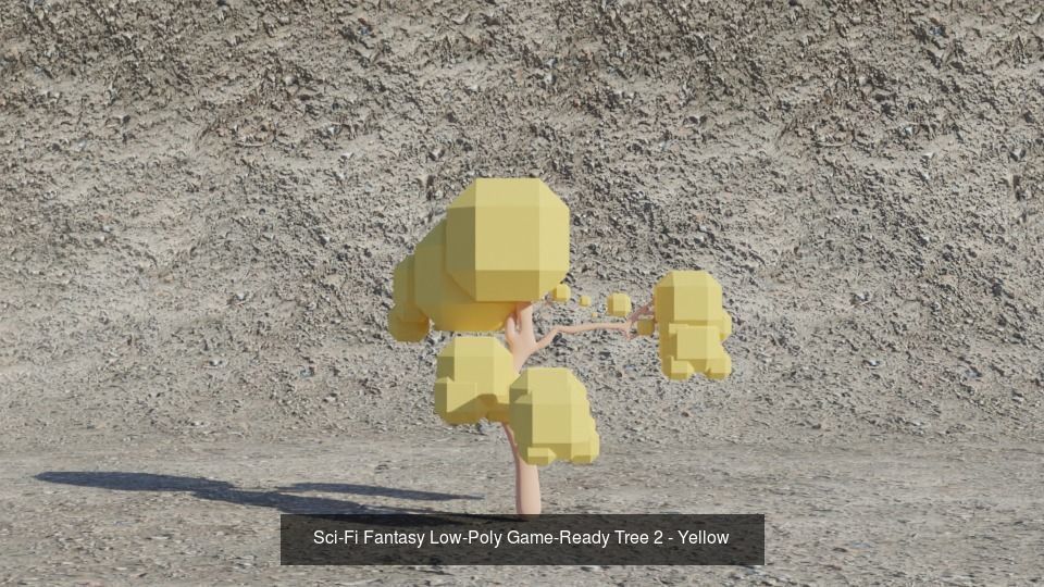 Sci-Fi Fantasy Low-Poly Trees-Plants - Easy to Re-color 3D Model Collection_3