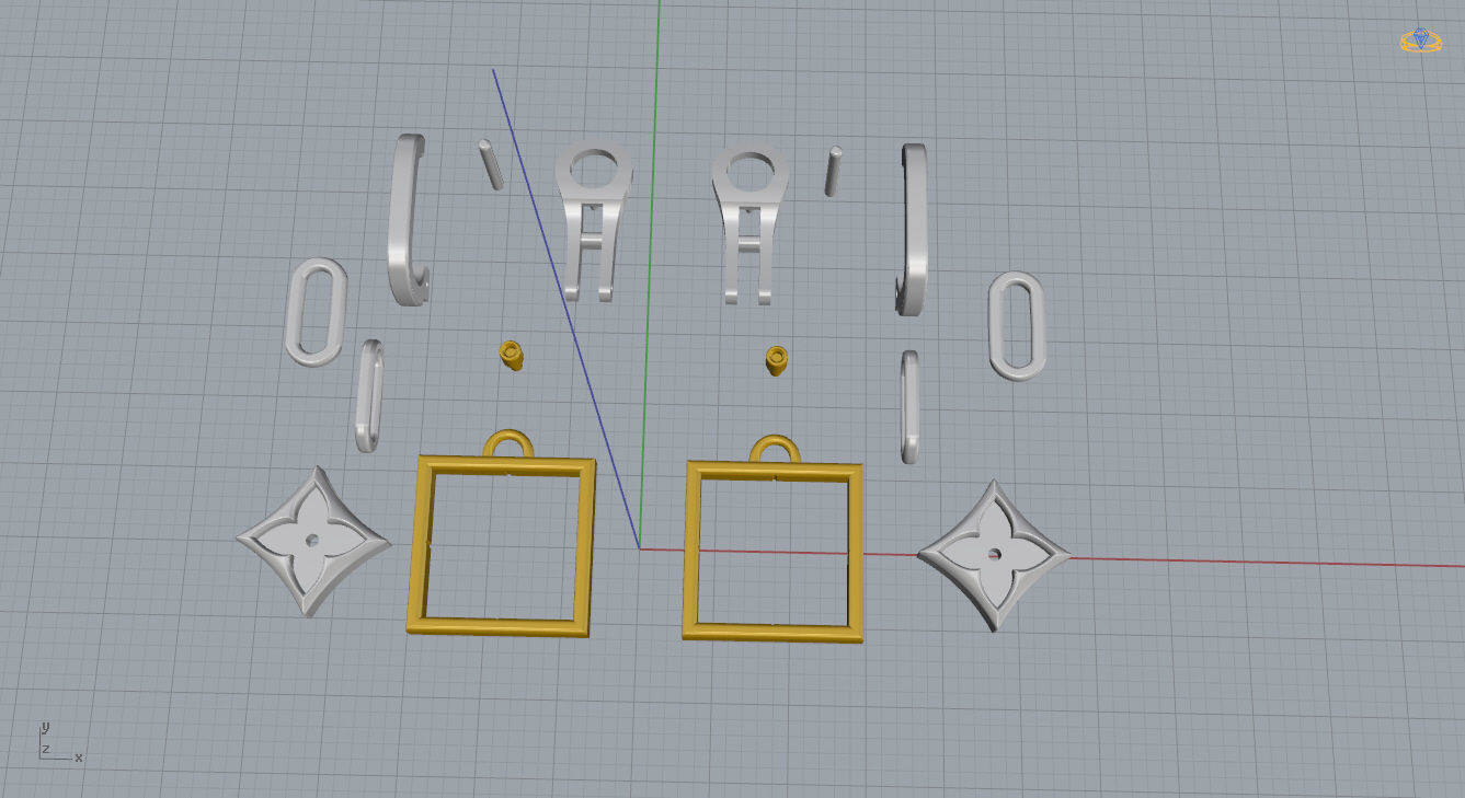 Louis Vuitton Earrings 3D print model_13