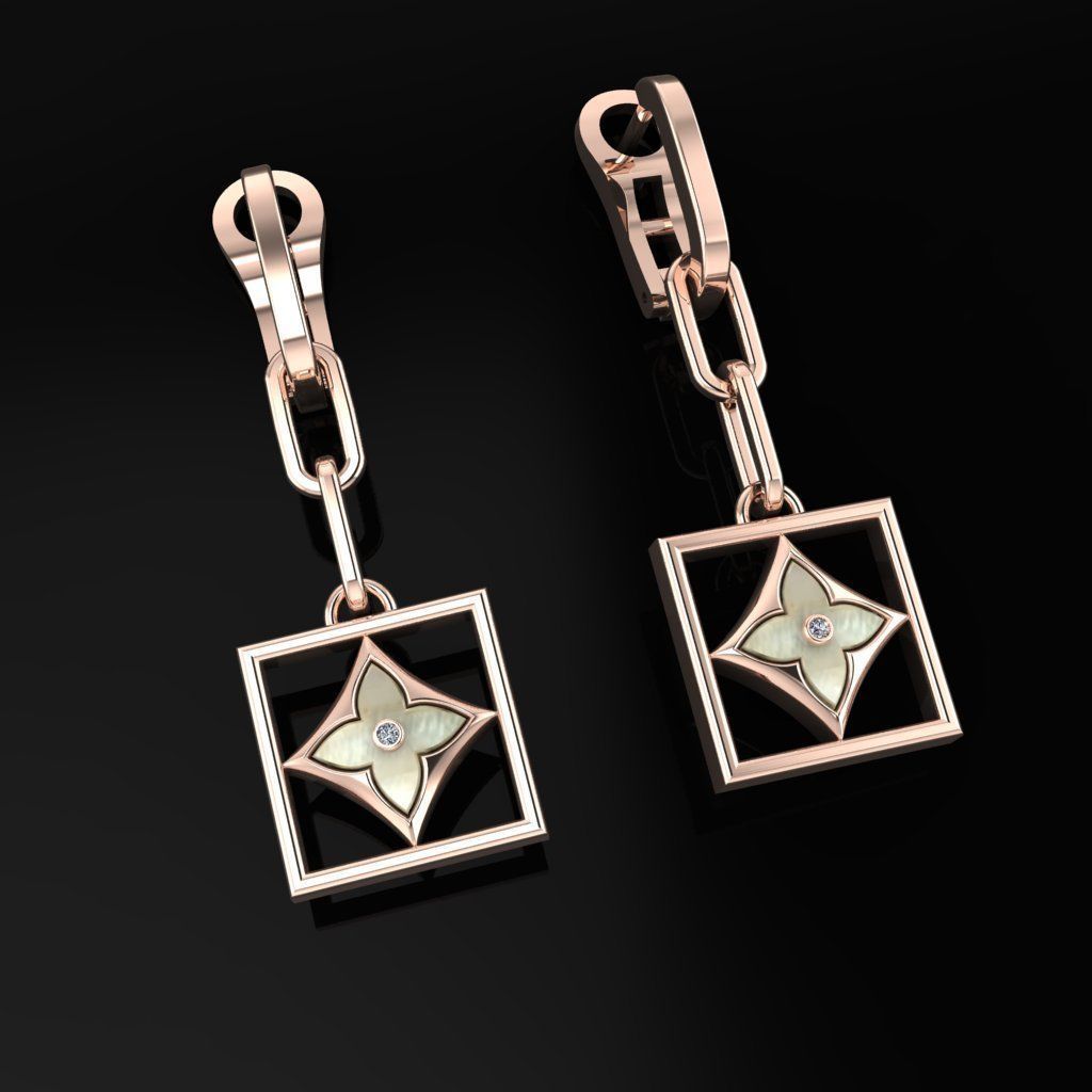 Louis Vuitton Earrings 3D print model_1