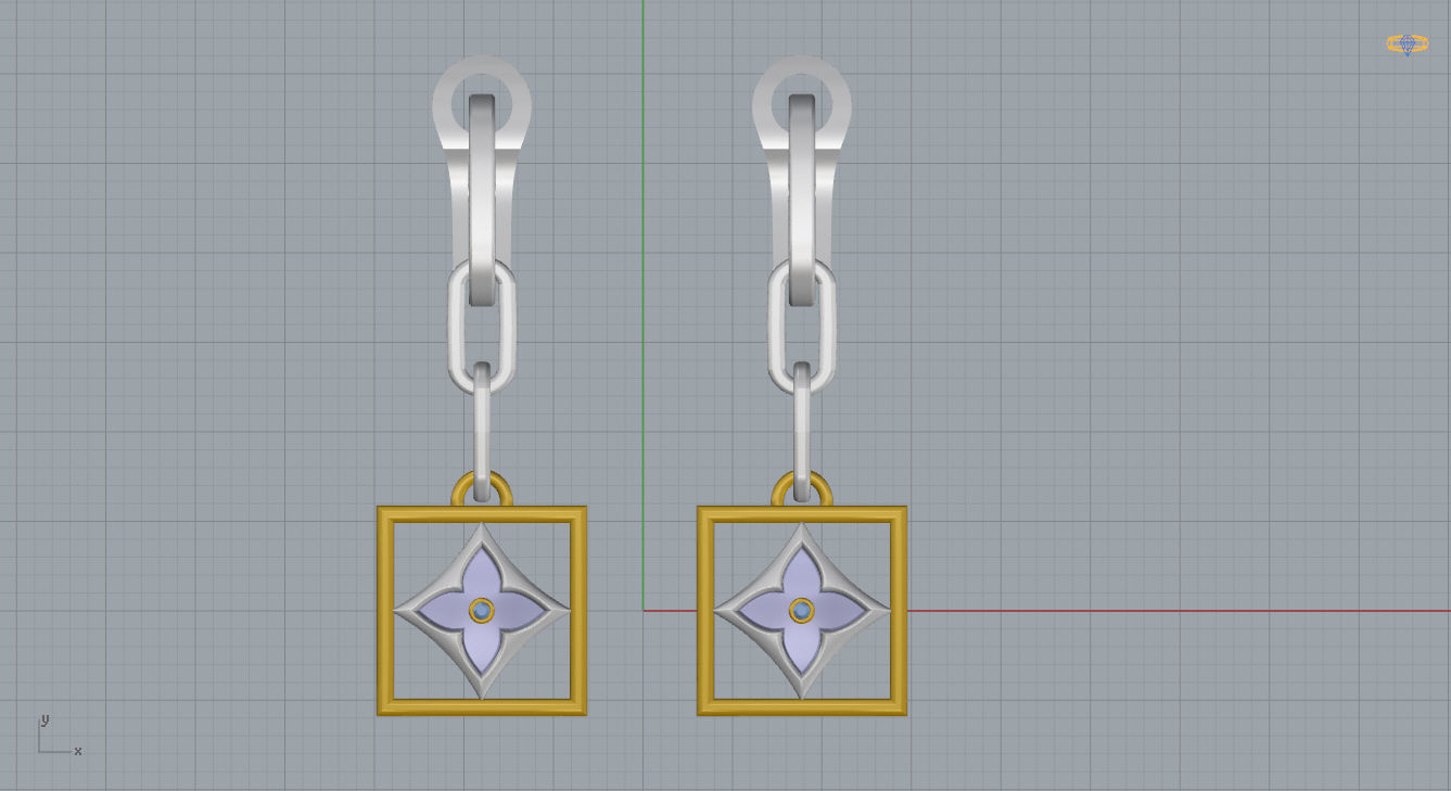 Louis Vuitton Earrings 3D print model_6