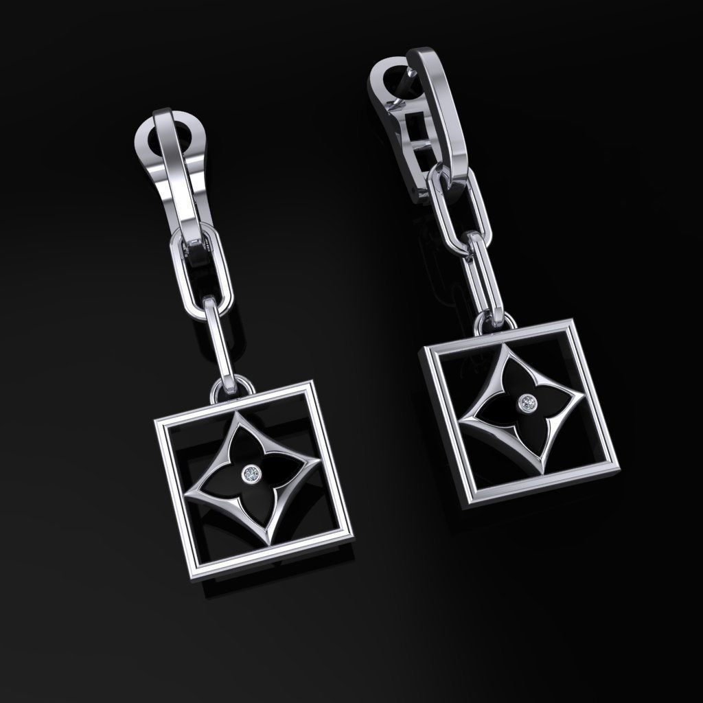 Louis Vuitton Earrings 3D print model_2