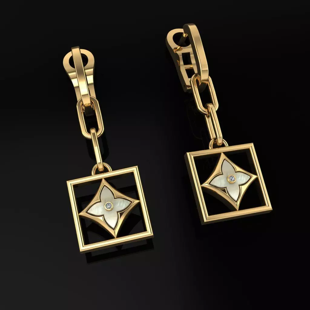 Louis Vuitton Earrings 3D print model_0