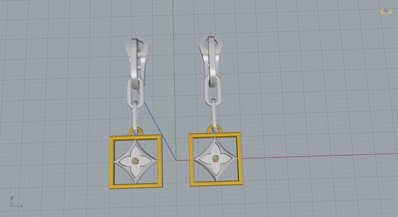 Louis Vuitton Earrings 3D print model_11