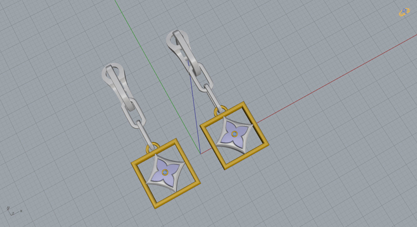 Louis Vuitton Earrings 3D print model_7