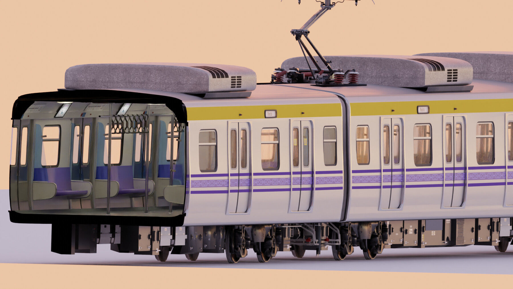 Hyundai Rotem Train Car Interior Exterior Full Train LRT 2 3D model_5