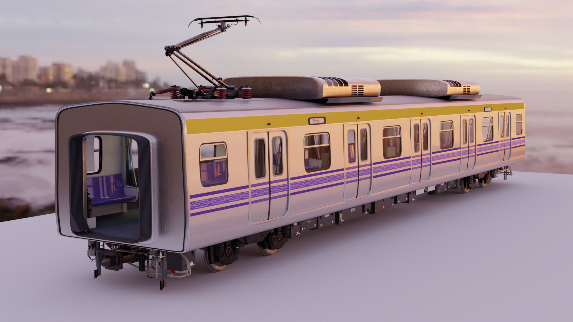Hyundai Rotem Train Car Interior Exterior Full Train LRT 2 3D model_2