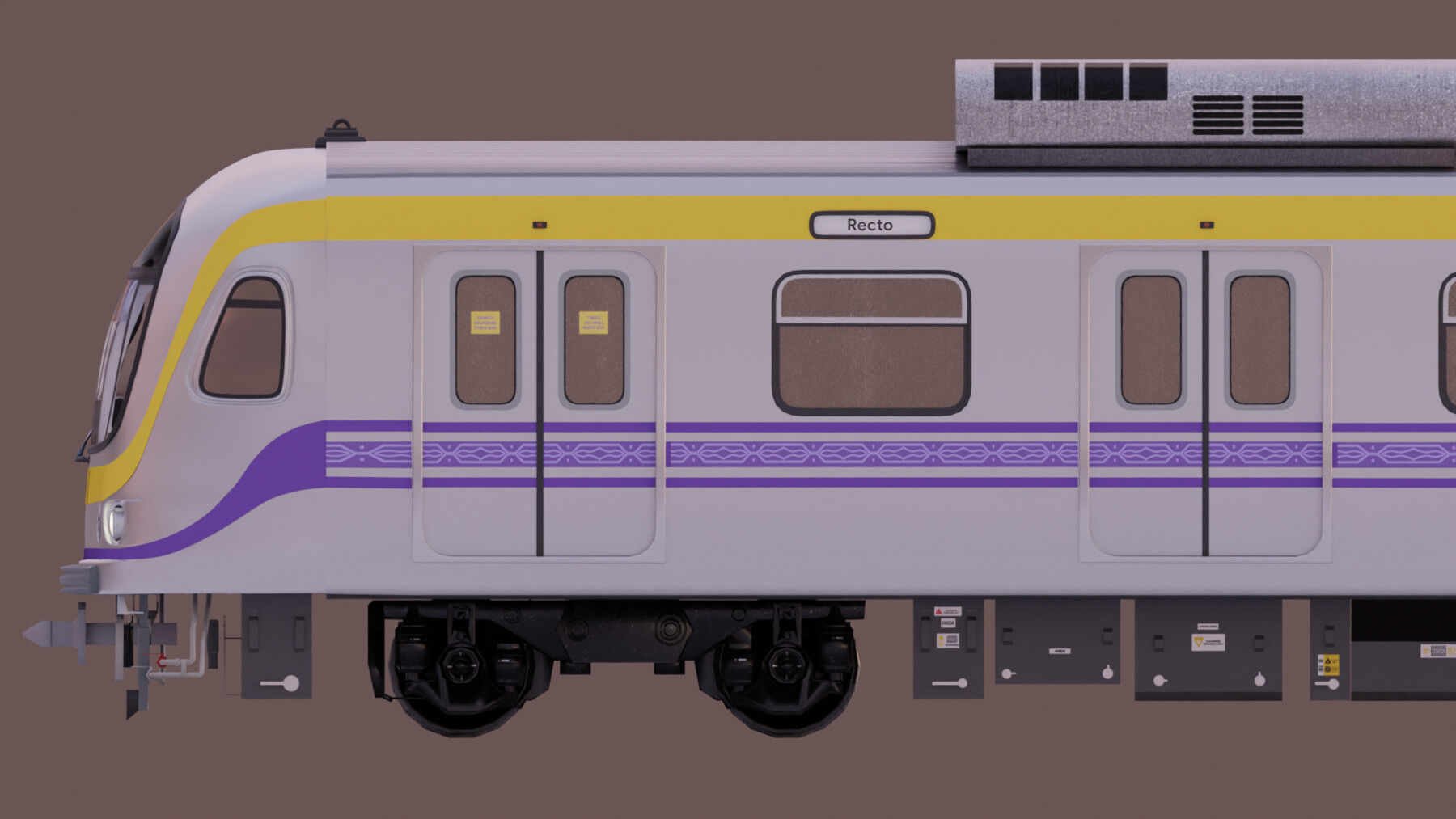 Hyundai Rotem Train Car Interior Exterior Full Train LRT 2 3D model_3