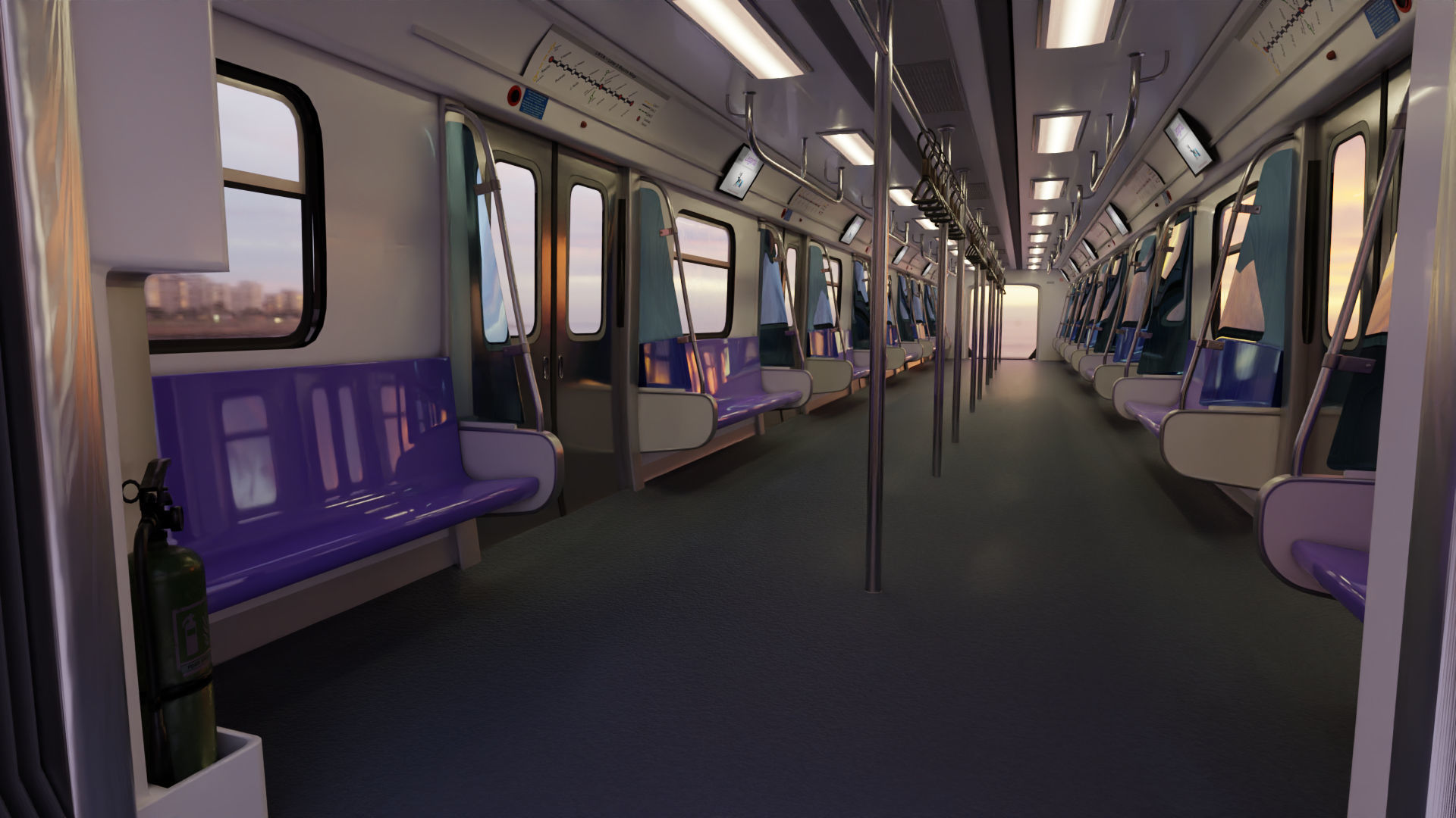 Hyundai Rotem Train Car Interior Exterior Full Train LRT 2 3D model_7