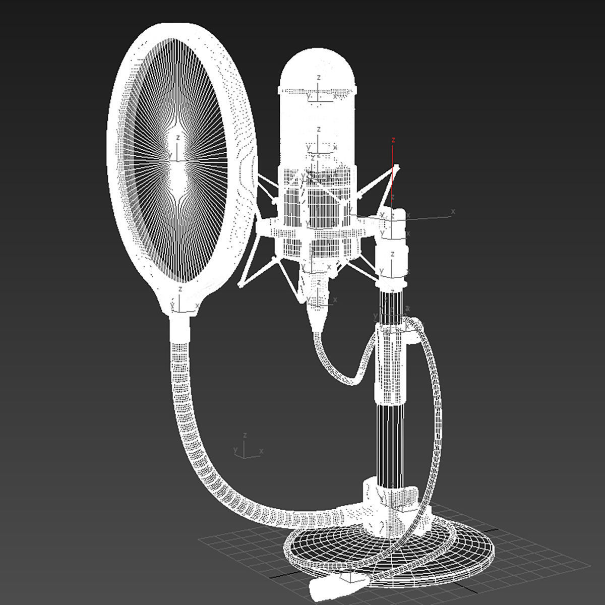 Broadcast Studio microphone with small stand for subdivide 3D model_4