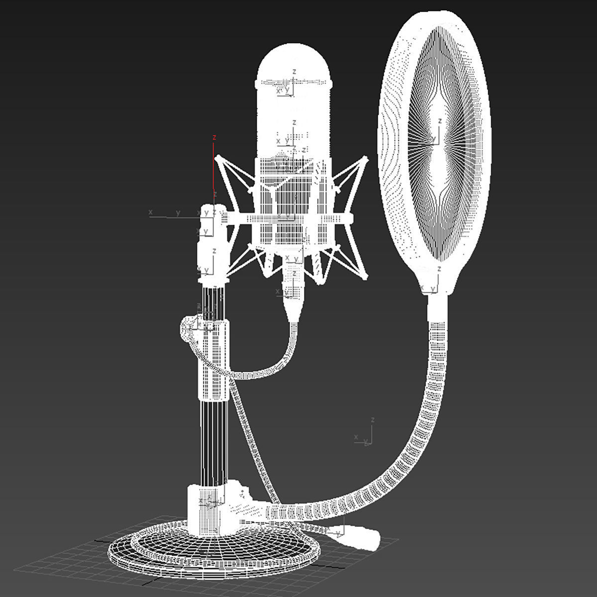 Broadcast Studio microphone with small stand for subdivide 3D model_3