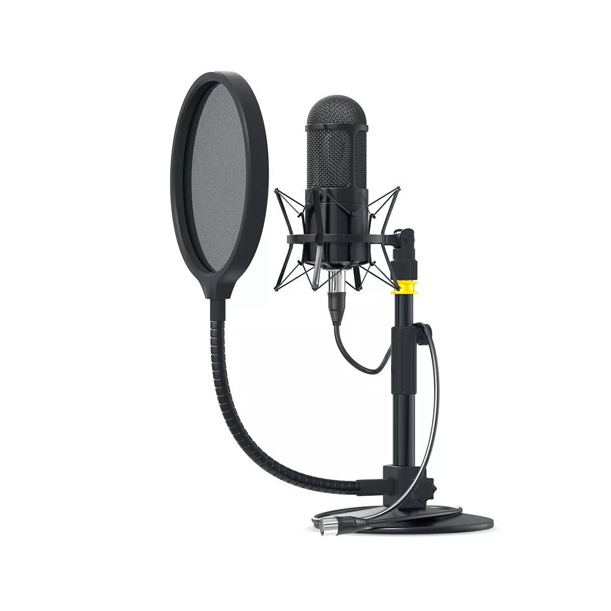 Broadcast Studio microphone with small stand for subdivide 3D model_0