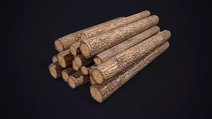 Wooden Logs Low-poly 3D model
