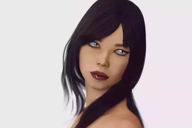 Naked Slim Brunette Lowpoly Rigged Girl Model Low-poly 3D model