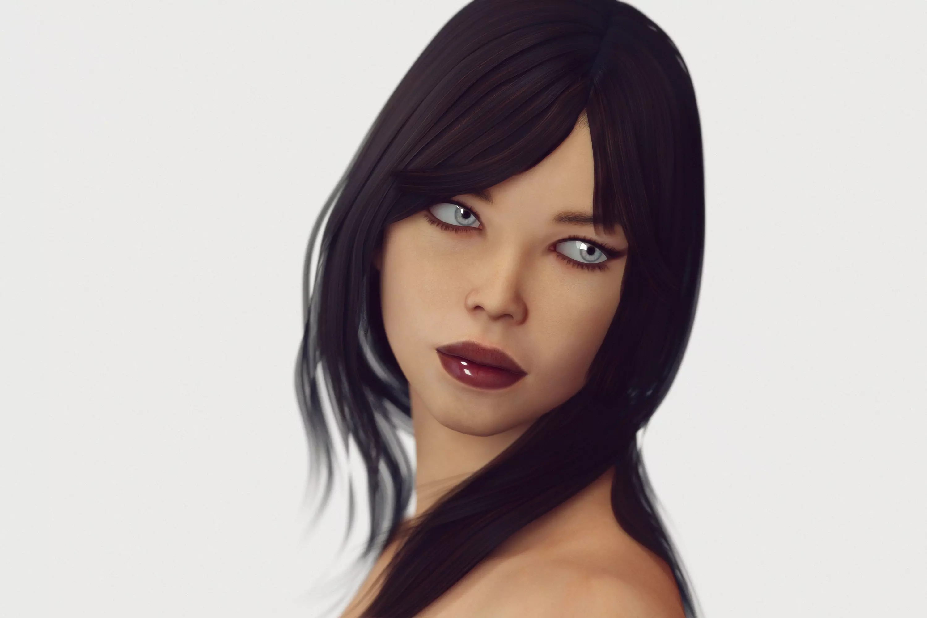 Naked Slim Brunette Lowpoly Rigged Girl Model Low-poly 3D model_0