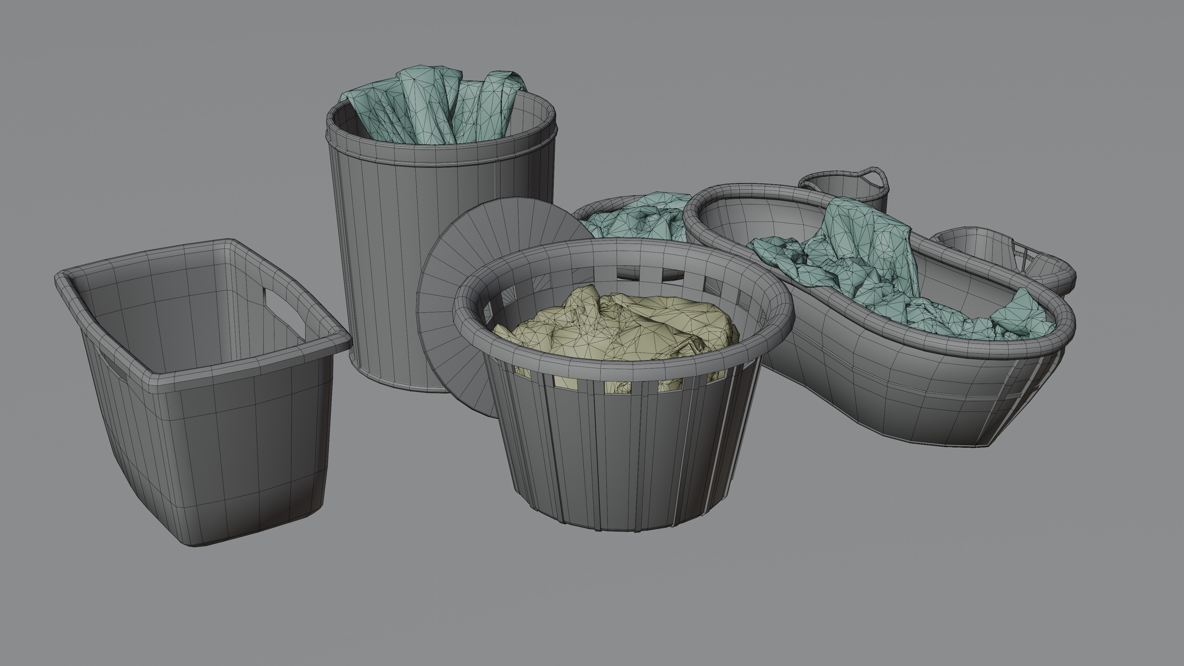 Basket Pack With Pile Low-poly 3D model_11