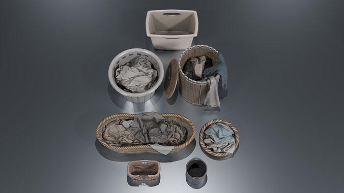 Basket Pack With Pile Low-poly 3D model