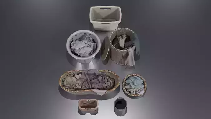 Basket Pack With Pile Low-poly 3D model