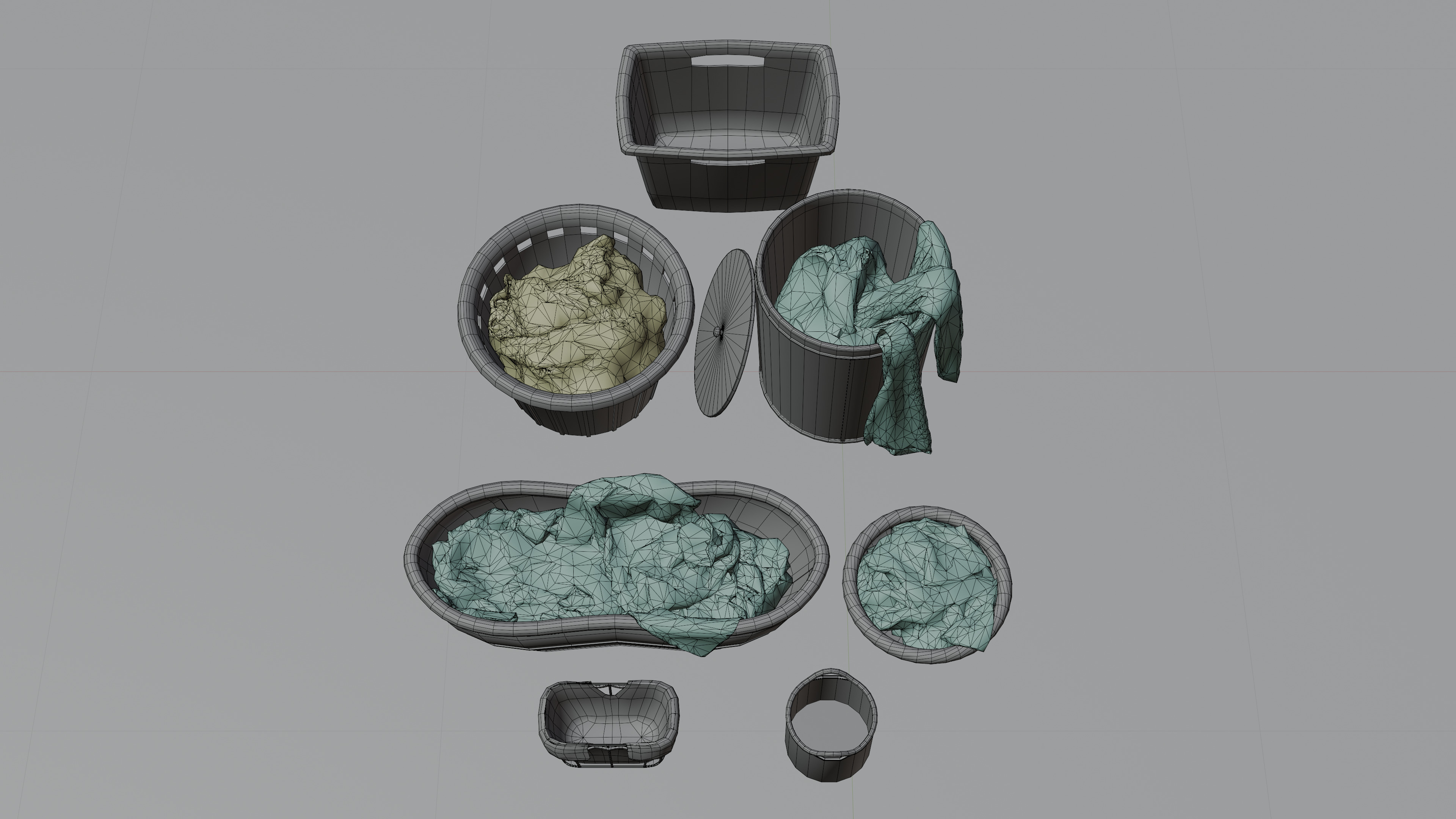 Basket Pack With Pile Low-poly 3D model_8