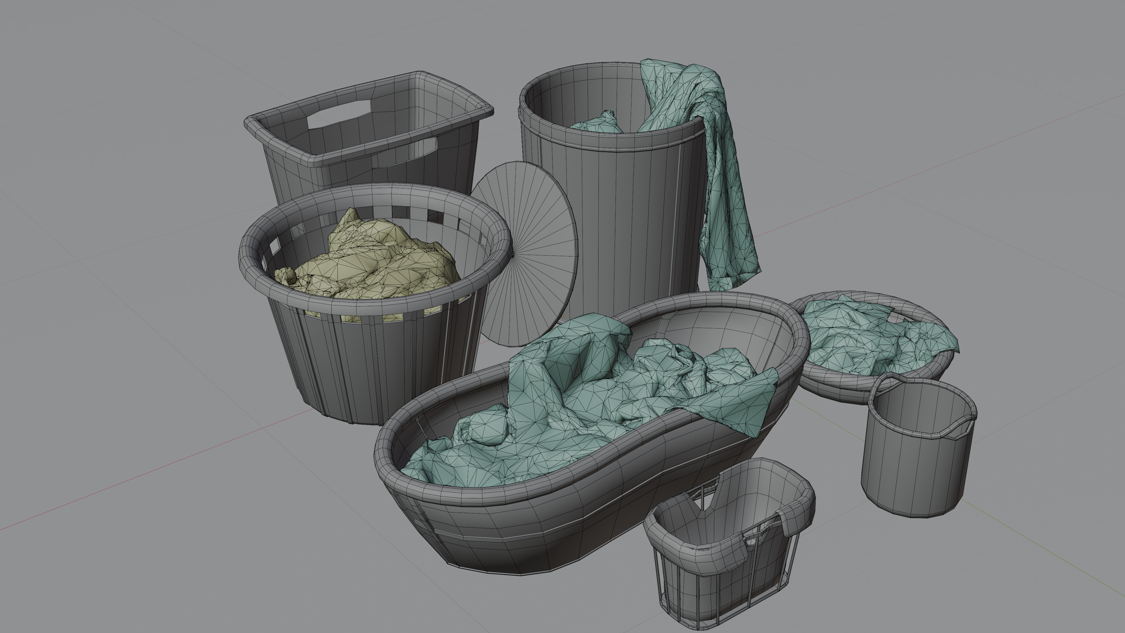 Basket Pack With Pile Low-poly 3D model_14