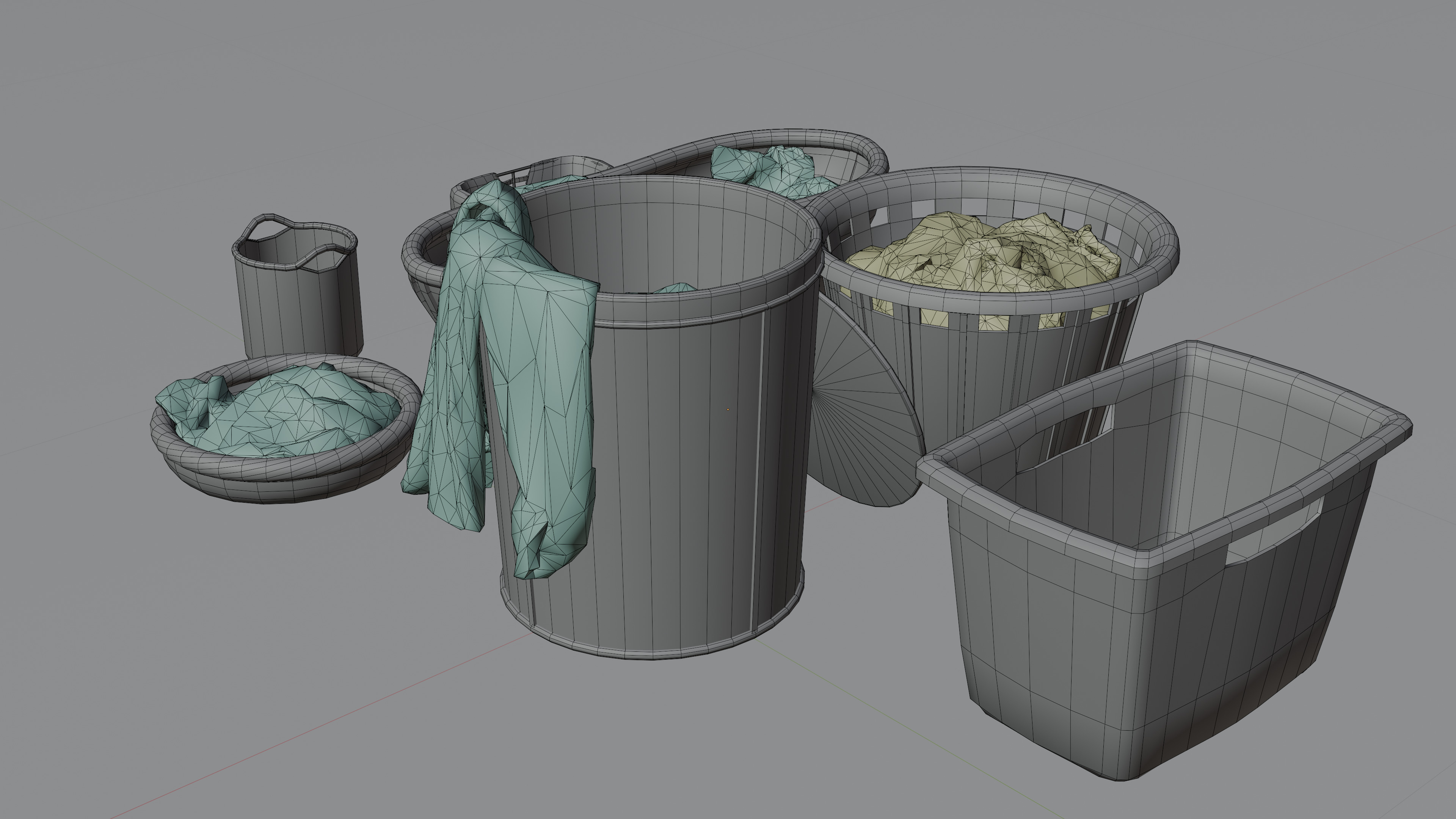 Basket Pack With Pile Low-poly 3D model_10