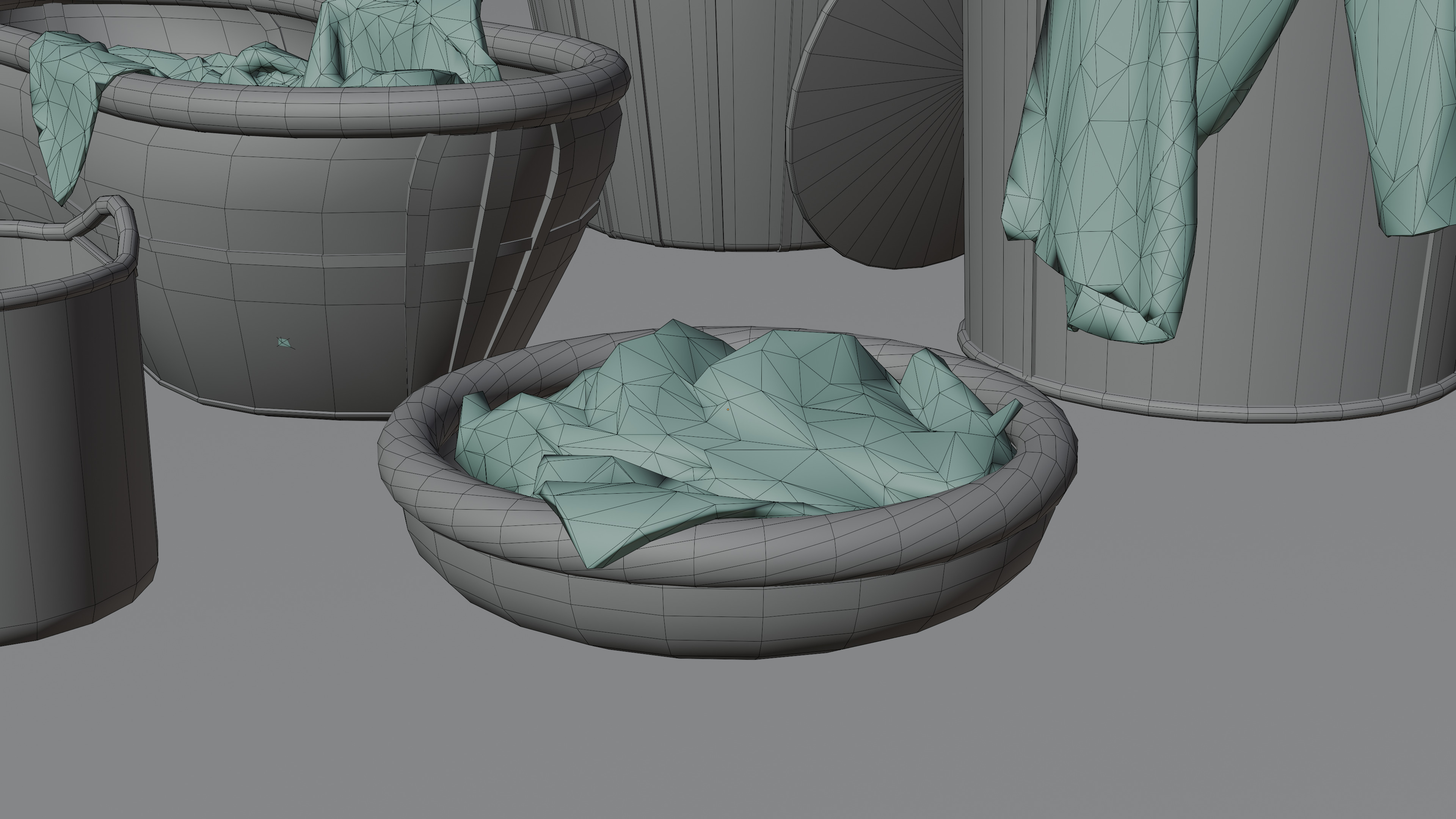 Basket Pack With Pile Low-poly 3D model_13