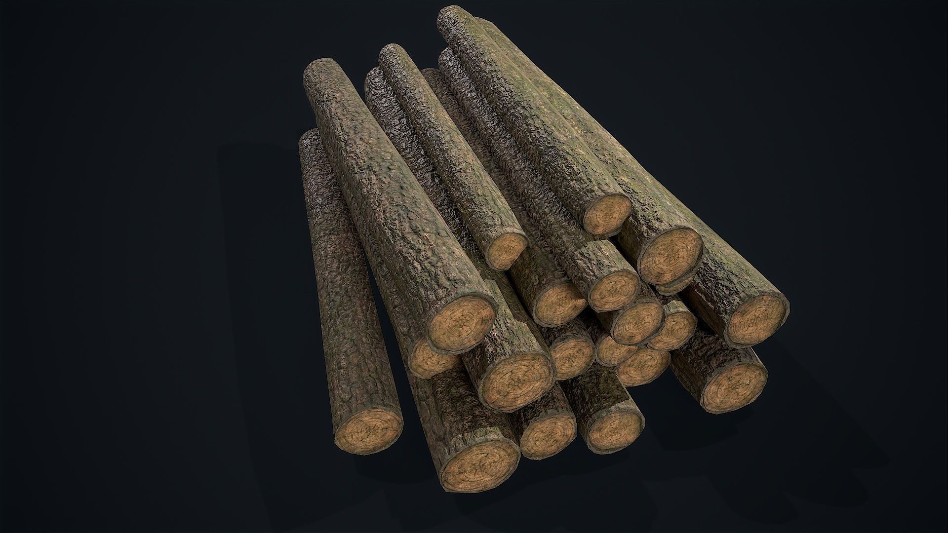 Wooden Logs Low-poly 3D model_6