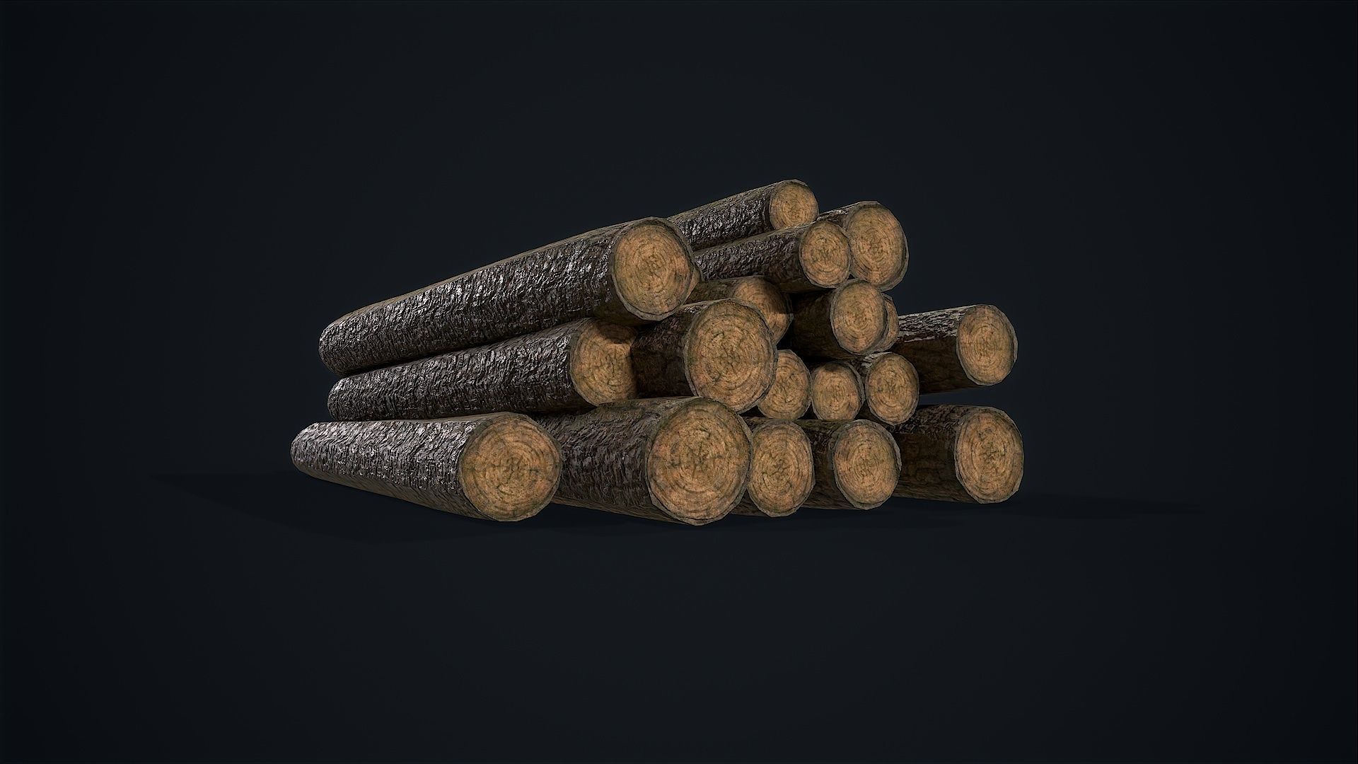 Wooden Logs Low-poly 3D model_7