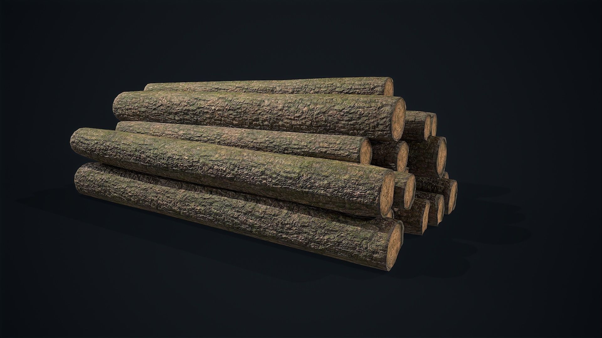 Wooden Logs Low-poly 3D model_5