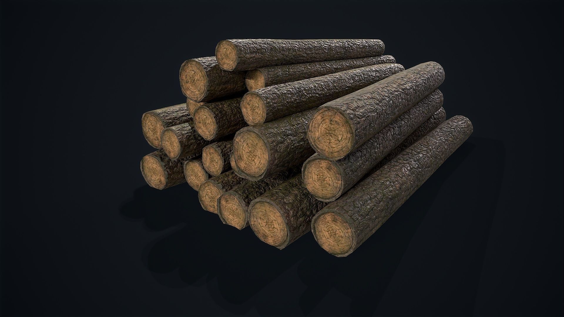 Wooden Logs Low-poly 3D model_2