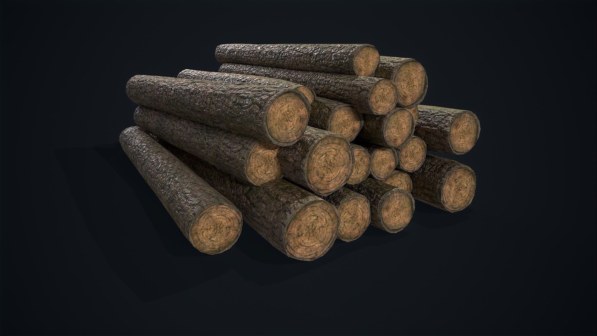 Wooden Logs Low-poly 3D model_1