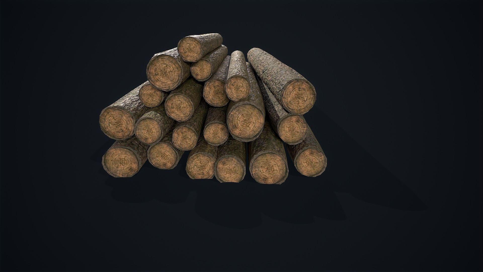 Wooden Logs Low-poly 3D model_4