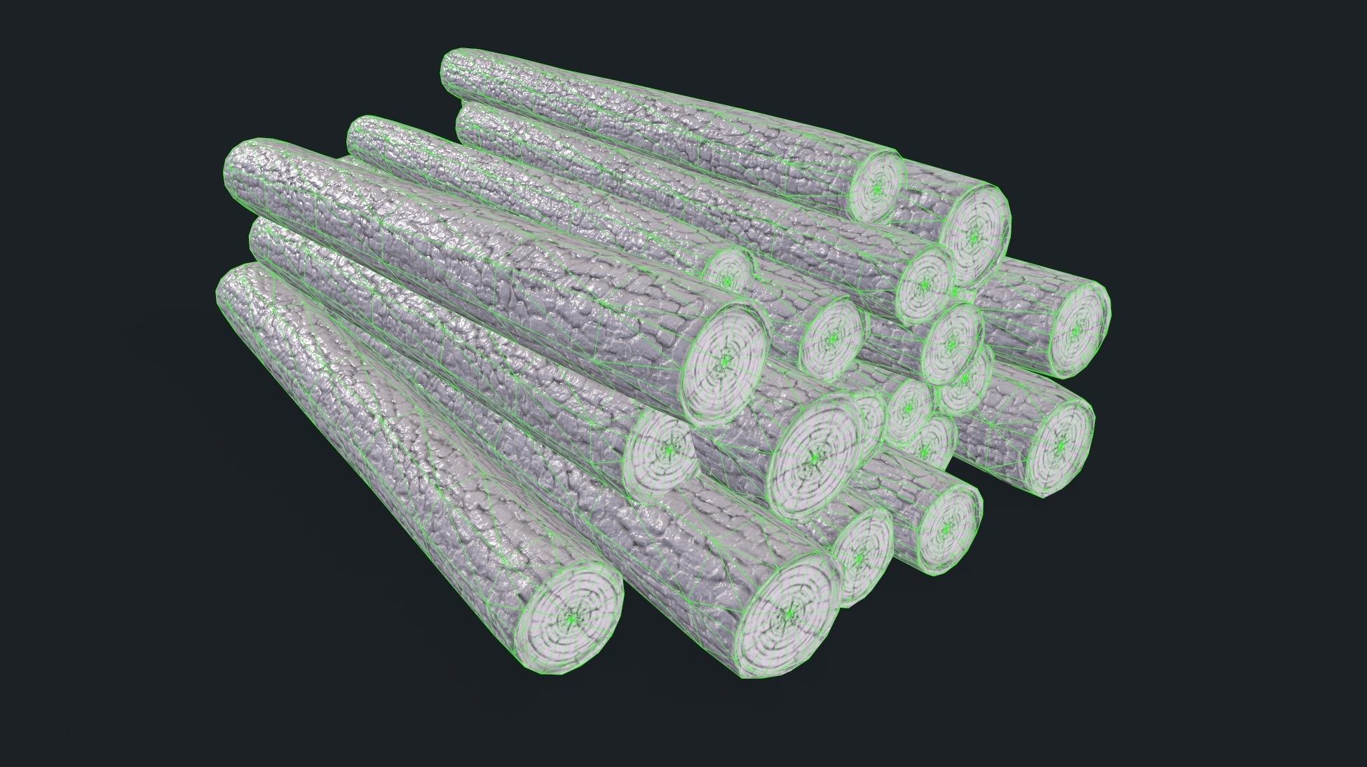 Wooden Logs Low-poly 3D model_9