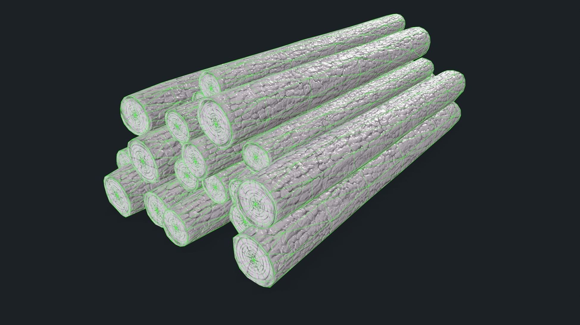 Wooden Logs Low-poly 3D model_8