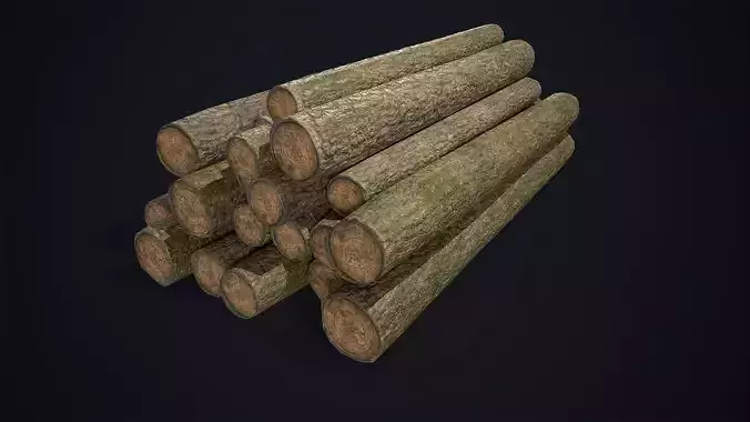 Wooden Logs Low-poly 3D model