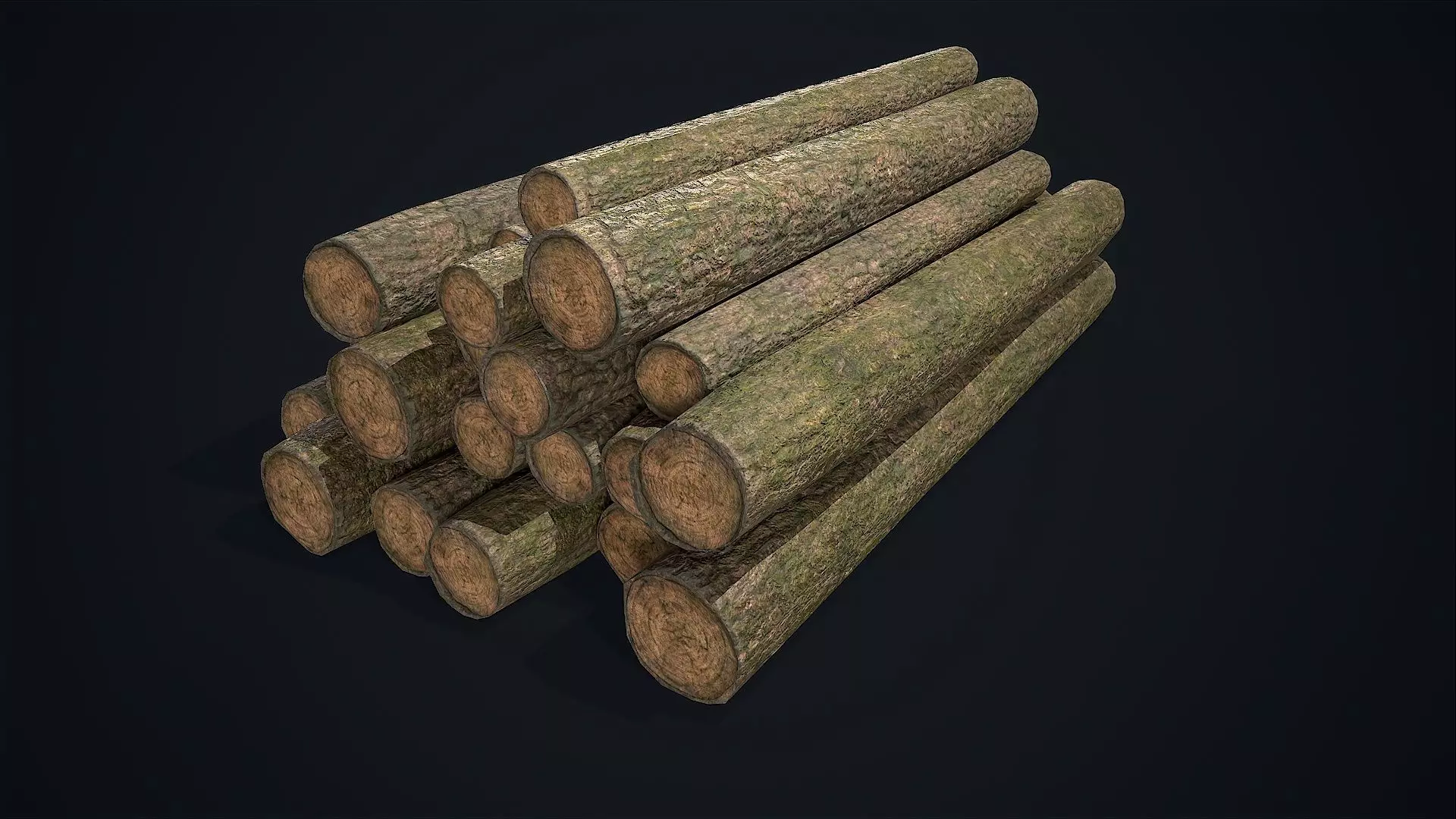 Wooden Logs Low-poly 3D model_0