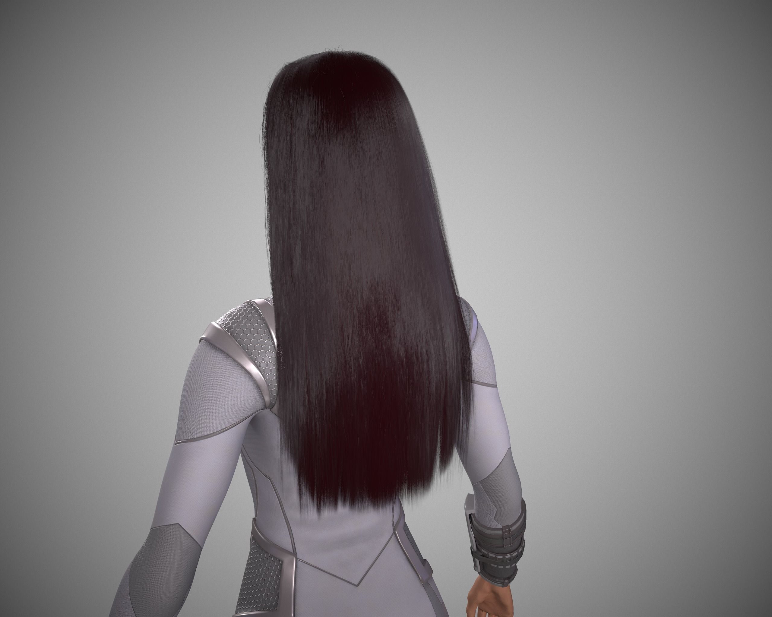 Scifi character for spaceship crew member girl Low-poly 3D model_5