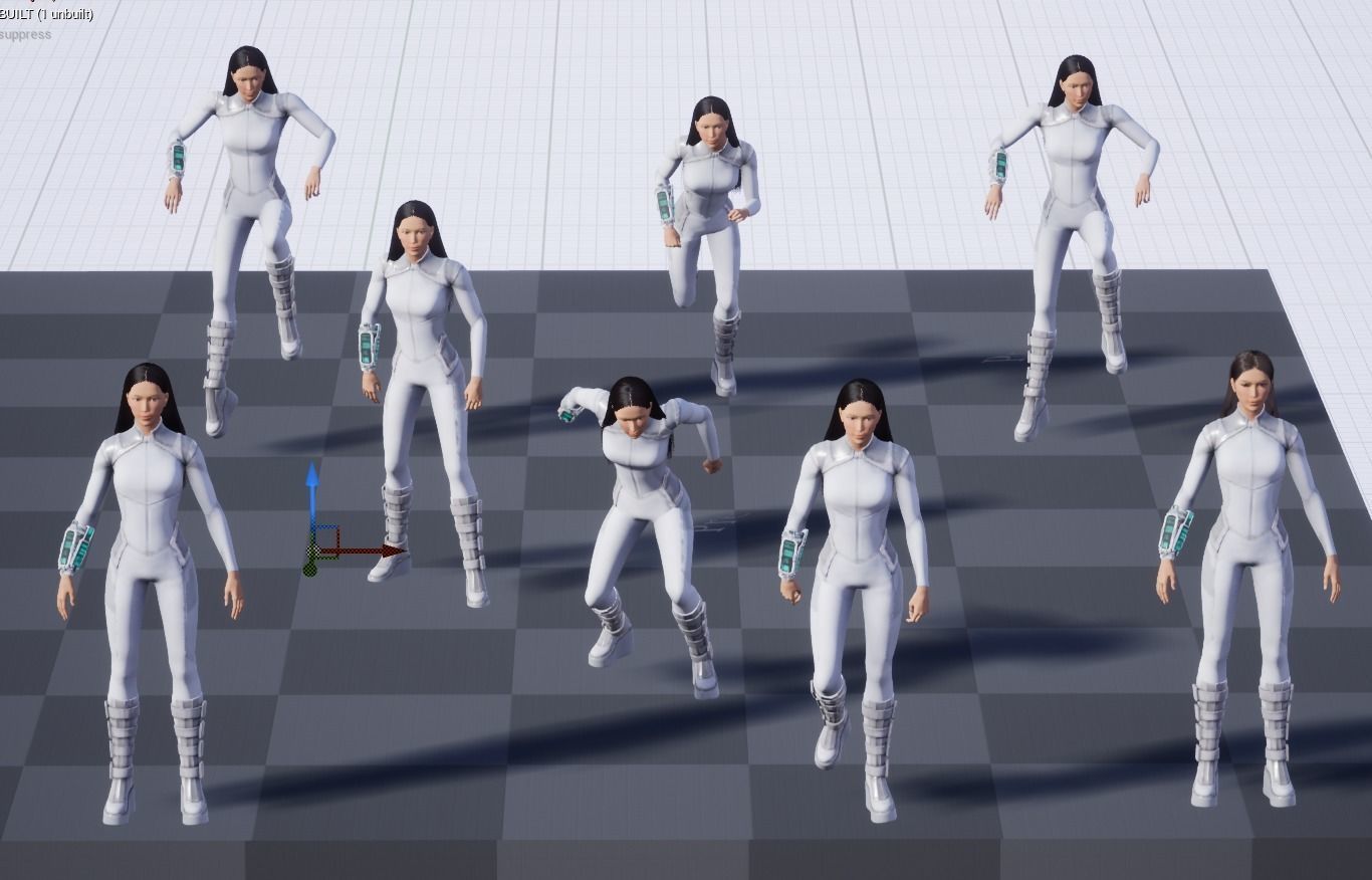 Scifi character for spaceship crew member girl Low-poly 3D model_7