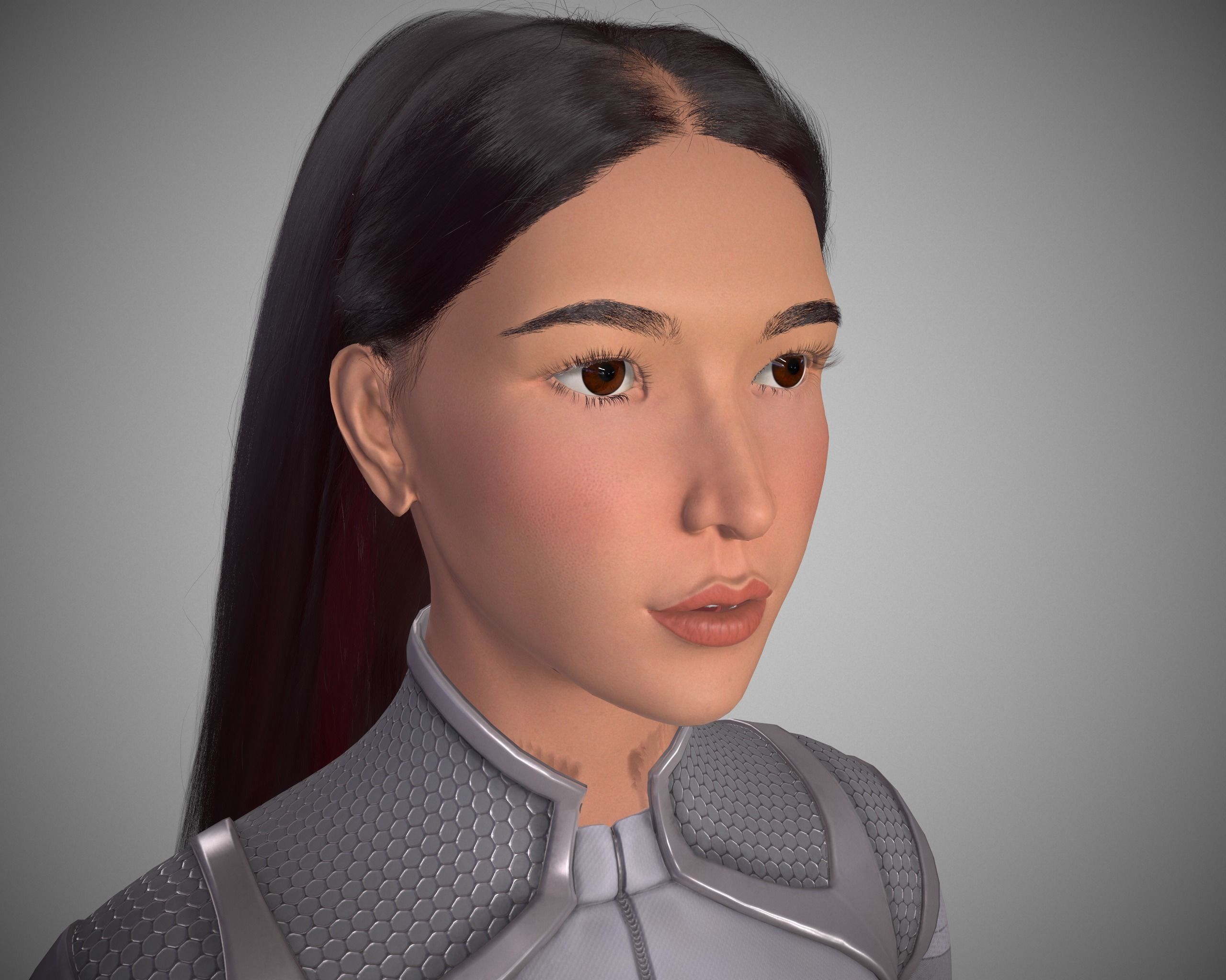 Scifi character for spaceship crew member girl Low-poly 3D model_4