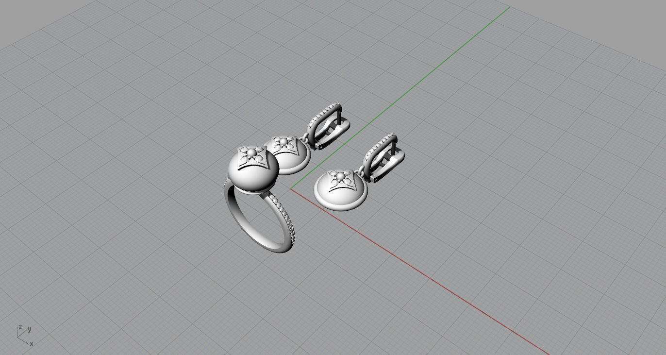 Ring and Earrings 3D print model 3D print model_7