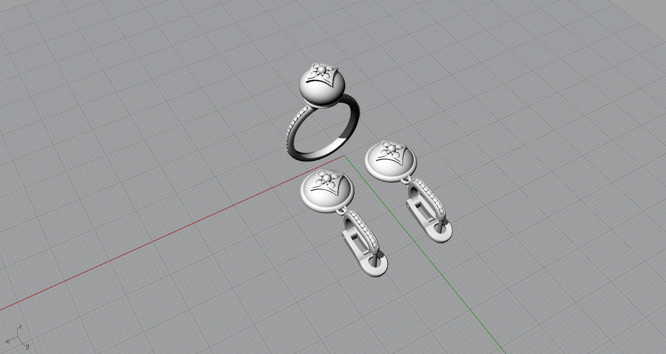 Ring and Earrings 3D print model 3D print model_10