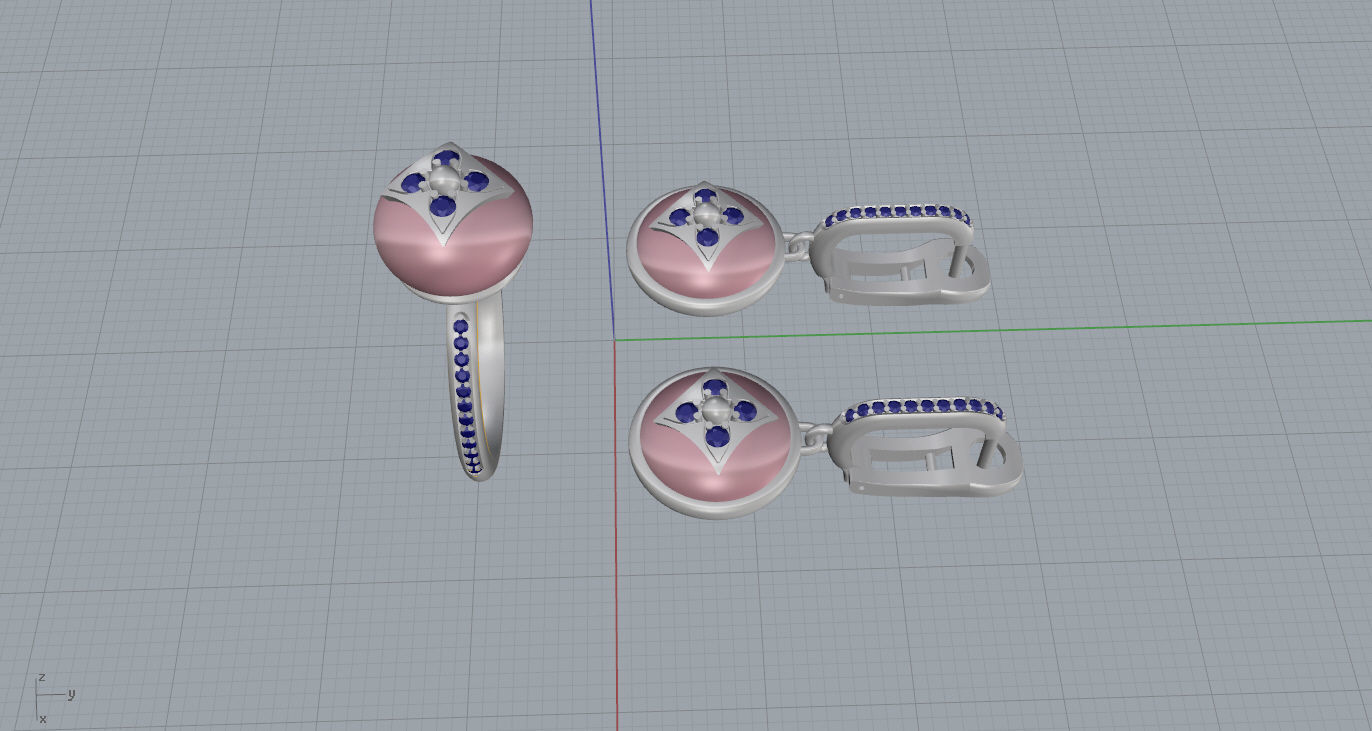 Ring and Earrings 3D print model 3D print model_14