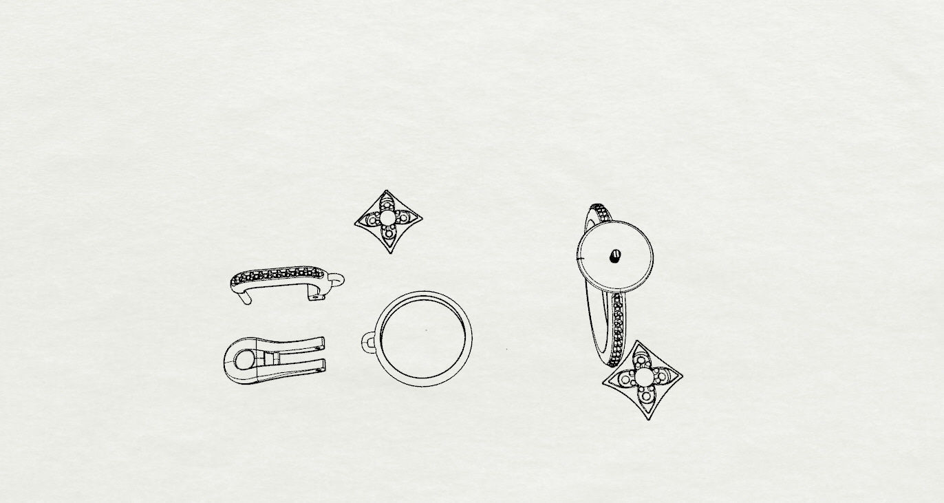 Ring and Earrings 3D print model 3D print model_24